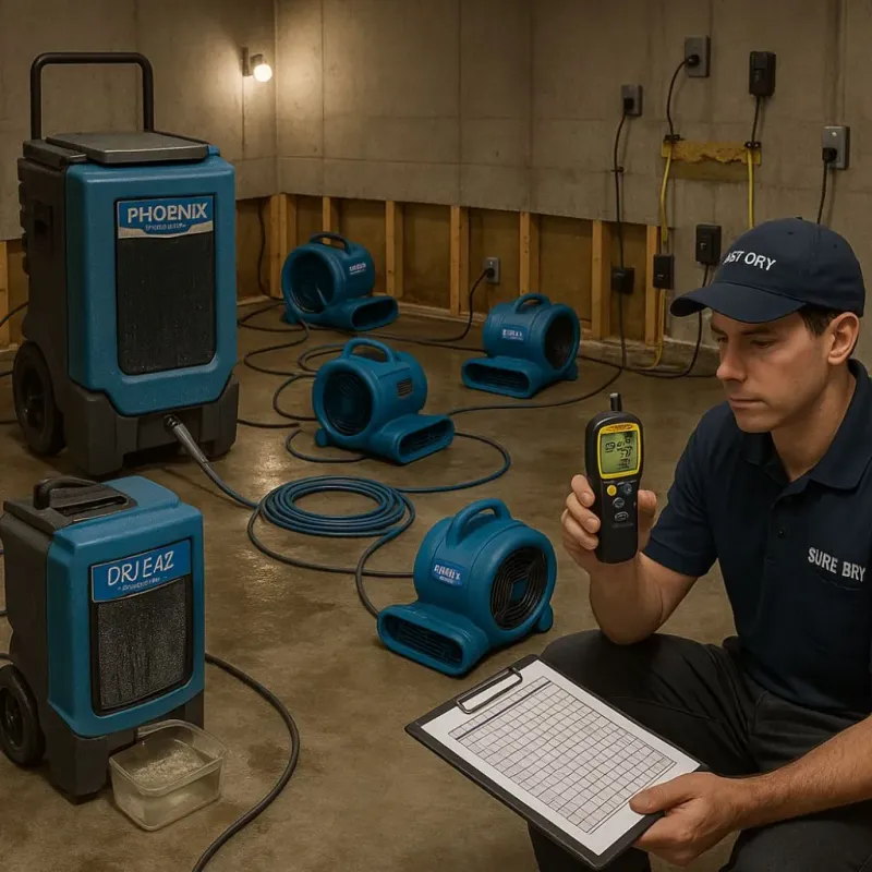 Structural Drying and Dehumidification process in Cambridge, OH